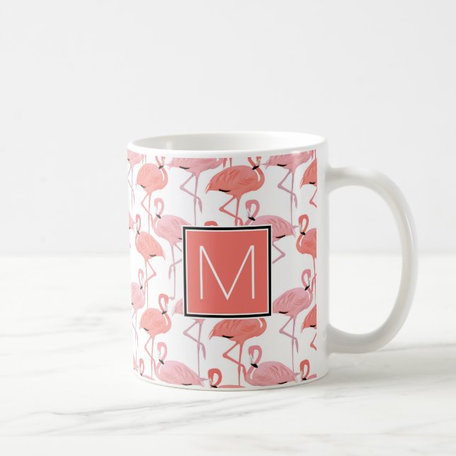 Monogram | Tropisk Rosa Flamingoes Kaffemugg (Höger)