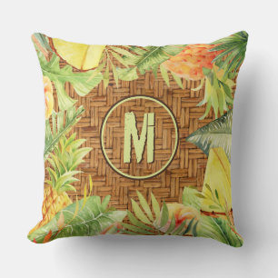 Monogram - tropisk vattenfärgsformal kudde
