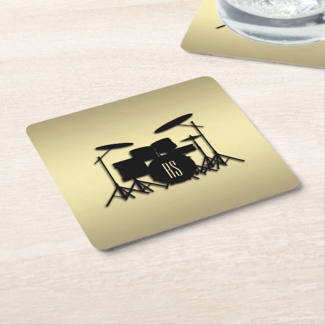 Monogram Trumset Guld Underlägg Papper Kvadrat (Vinklad)