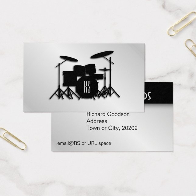 Monogram trumuppsättning Silver Visitkort (Kontor)