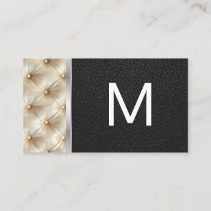 Monogram Tuftat material för kudde Svart läder Visitkort