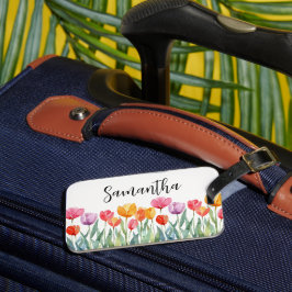 Monogram Tulips Vår blommor Colorful & Cheerful Bagagebricka