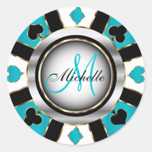 Monogram Turcos Casino Poker Chip Design Runt Klistermärke