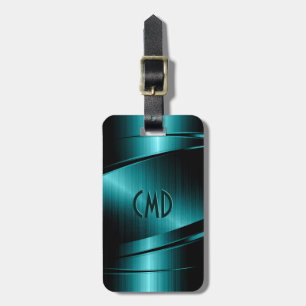 Monogram Turcos Grönt Faux Metallic Design Bagagebricka