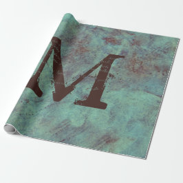 Monogram turkos Copper Rustic Struktur Grunge Presentpapper