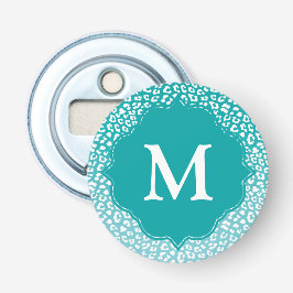 Monogram turkos Leopard Skriv ut Flasköppnare