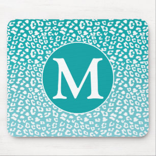 Monogram turkos Leopard Skriv ut Musmatta