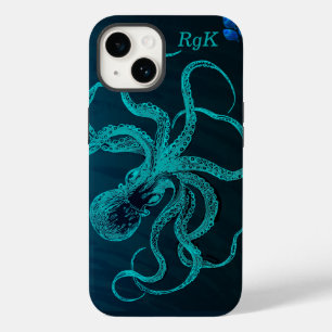 Monogram turkos och blå oktopus