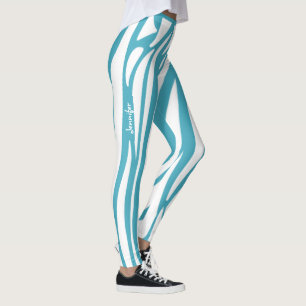 Monogram turkos Stripe Zebra mönstrad Trendig Leggings