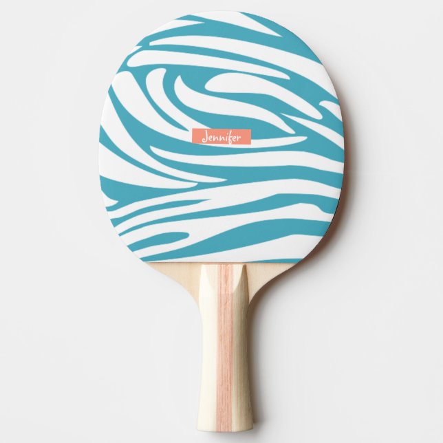 Monogram turkos Stripe Zebra mönstrad Trendig Pingisracket (Framsidan)
