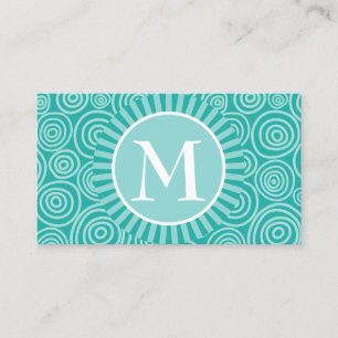 Monogram Turkos White Spiral - Personlig Visitkort