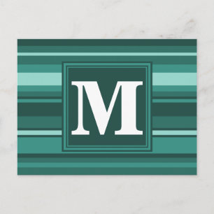 Monogram turkosa ränder vykort