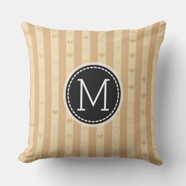 Monogram Tuscan Rand Modern Heart Mönster Kudde (Framsida)