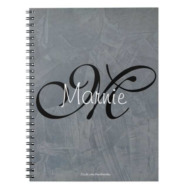 Monogram Tuscan Slate Faux Avslutar Anteckningsbok Med Spiral (Framsidan)