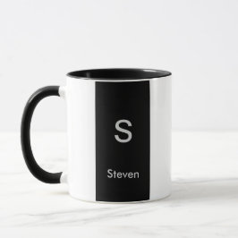 Monogram Tvåton Modern Svart och Vit Mugg