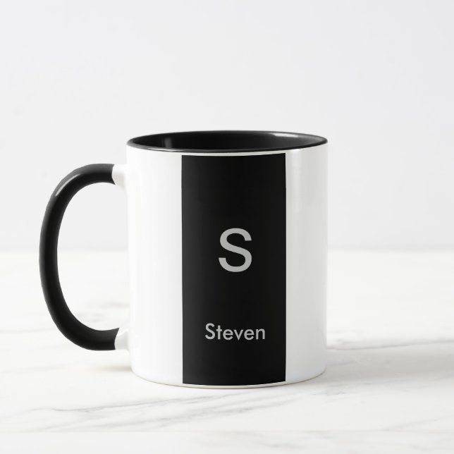 Monogram Tvåton Modern Svart och Vit Mugg (Vänster)