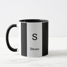 Monogram Tvåtons Modern Svart och Ljusgrå Mugg