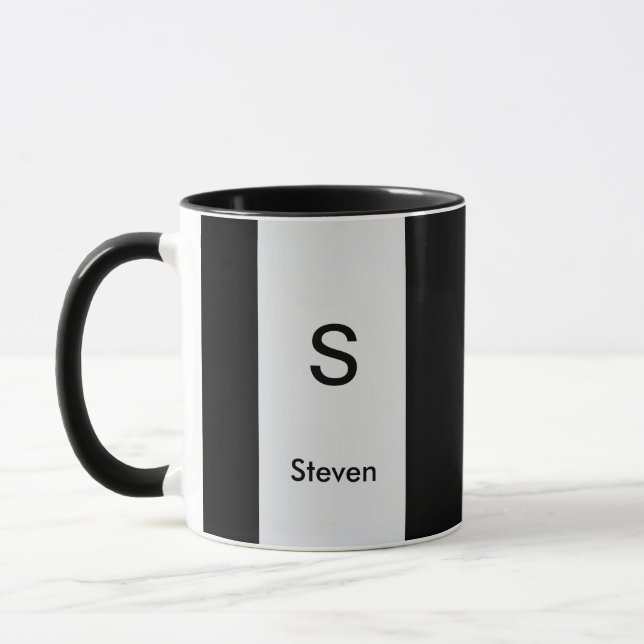 Monogram Tvåtons Modern Svart och Ljusgrå Mugg (Vänster)
