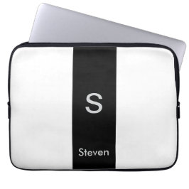 Monogram Tvåtons Modern Svart och Vit Laptop Fodral