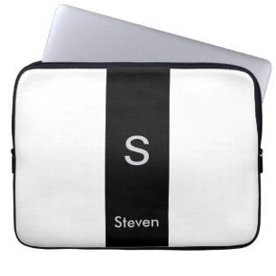 Monogram Tvåtons Modern Svart och Vit Laptop Fodral