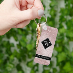 Monogram Twinkle Glitter - Ro Guld Nyckelring
