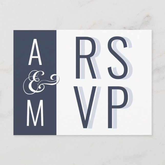 Monogram Typografi Minimalistisk Bröllops-RSVP Vykort (Framsida)