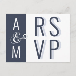 Monogram Typografi Minimalistisk Bröllops-RSVP Vykort