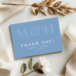 Monogram Typography Dusty Blue Wedding Tack Kort
