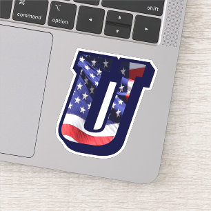 Monogram U American Flagga Brev U Initial USA Klistermärken