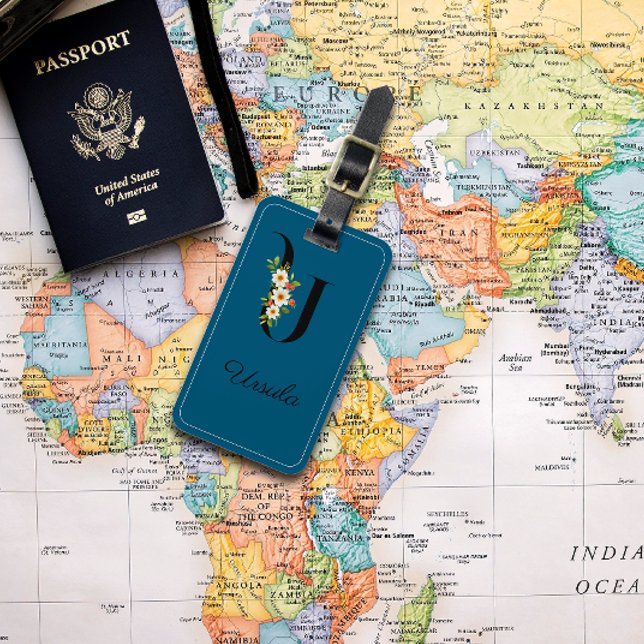 Monogram U-koboltvattenfärgstag - resagemärkning Bagagebricka (Skapare uppladdad)