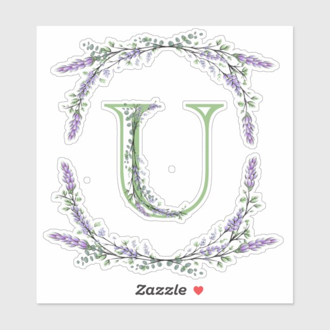 Monogram U Lavender Eucalyptus Klistermärken (Ark)