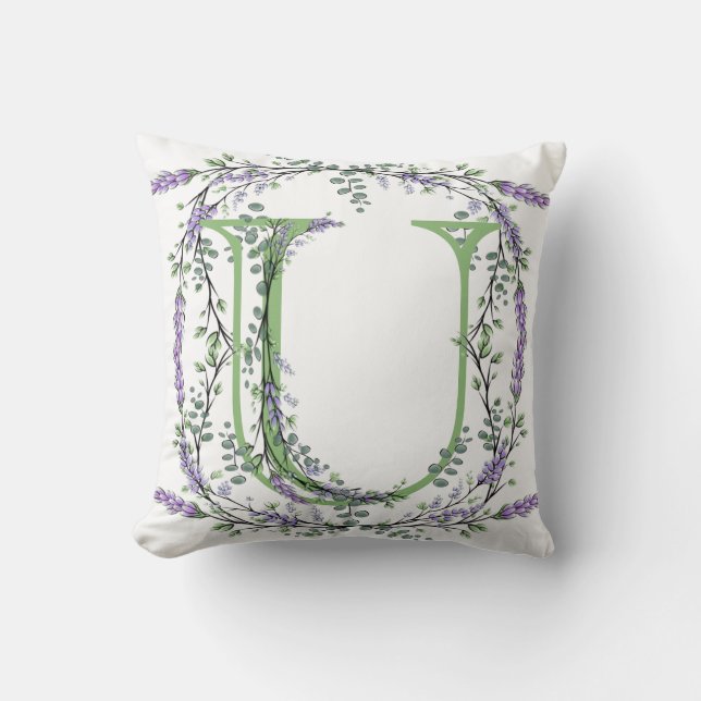 Monogram U Lavender Eucalyptus Kudde (Framsida)