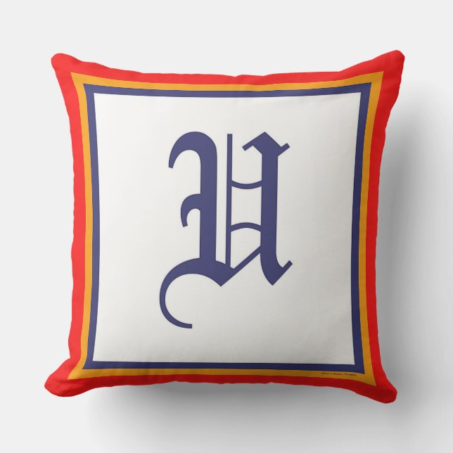 Monogram U Red White Old English Kudde (Framsida)