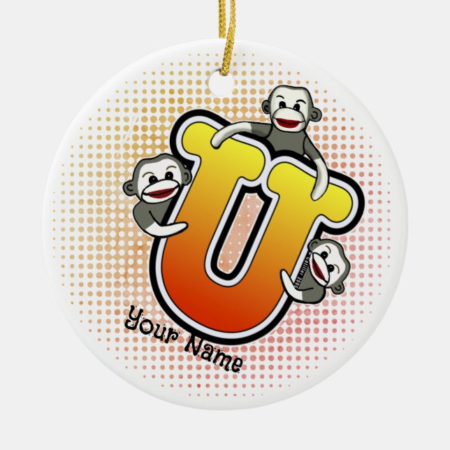 Monogram U Strumpapa  Julgransprydnad Keramik (Framsidan)