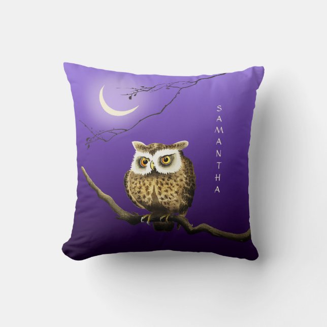 Monogram Uggla Night Moonlight Blue Dekorativ kudd Kudde (Framsida)