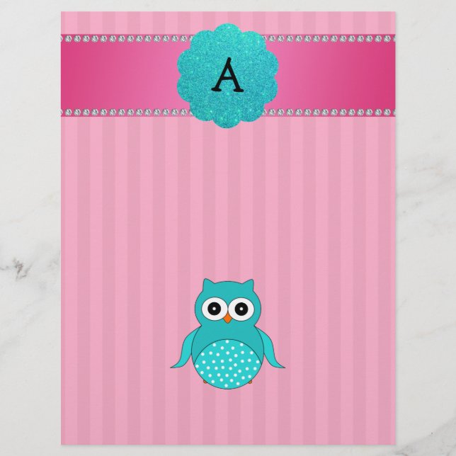 Monogram uggla rosa rand reklamblad (Framsidan)