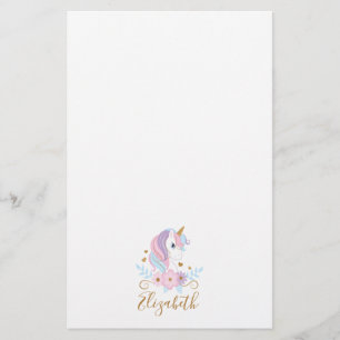 Monogram Unicorn Rosa Blue Guld, Girly Brevpapper