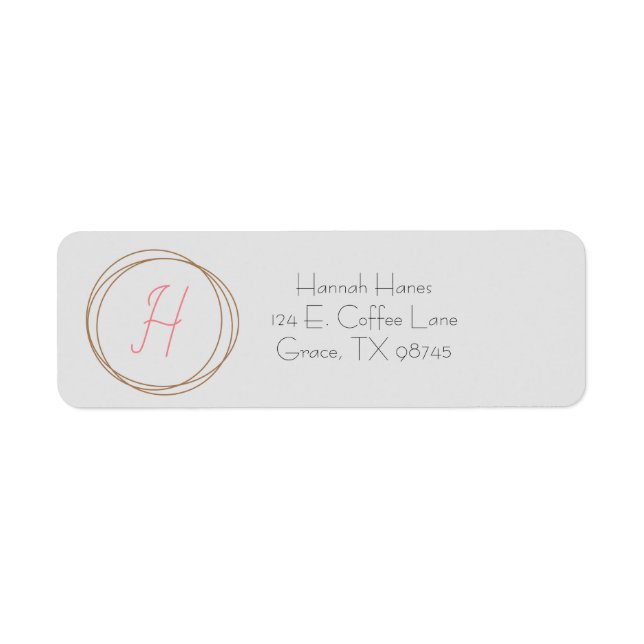Monogram Unik Brev-adressetikett för samlingsadres Returadress Etikett (Framsidan)