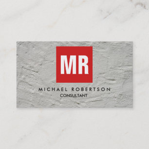 Monogram unikt Grått Wall Red Square Visitkort