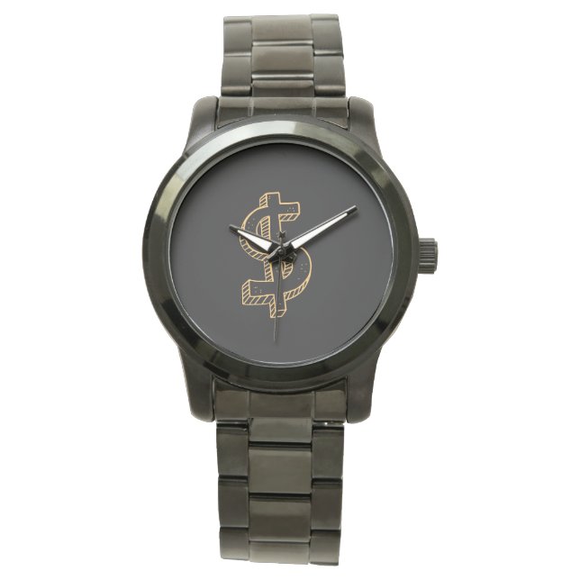 Monogram Unisex Dollar-signerad, svart Armbandsur (Framsida)