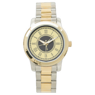 Monogram Unisex Two Tone Oversized Bracelet Watch Armbandsur
