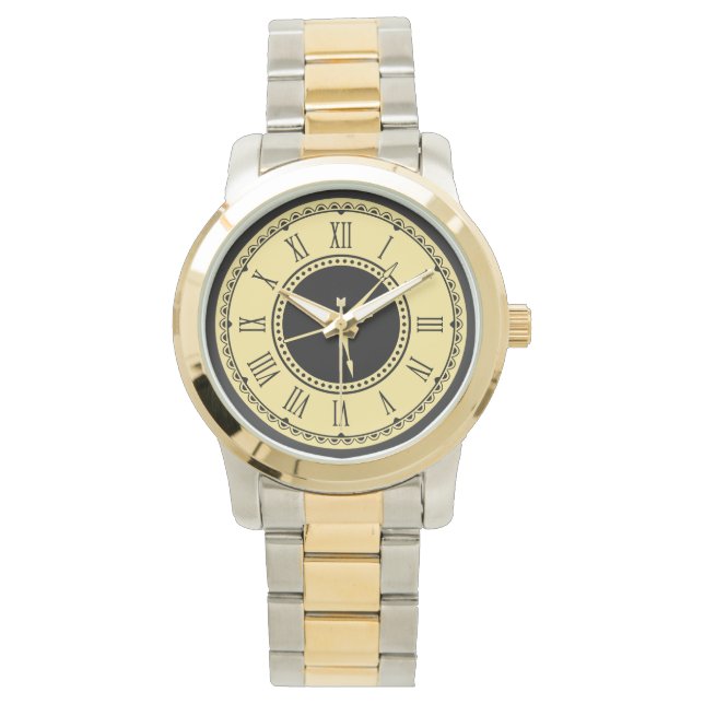 Monogram Unisex Two Tone Oversized Bracelet Watch Armbandsur (Framsida)
