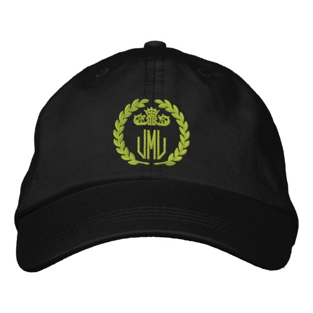 Monogram upp till 3 Brev Laurels Embroidery Broderad Keps (Framsida)