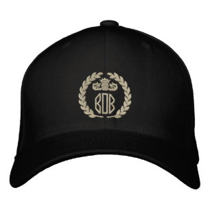 Monogram upp till 3 Brev Laurels Embroidery Broderad Keps