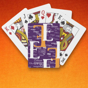 Monogram Upprepande Namn Mönster Lila Casinokort