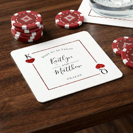 Monogram-uppspelningskort Bröllop spara datum Underlägg Papper Kvadrat