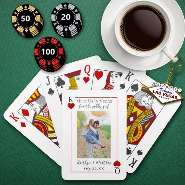 Monogram uppspelningskortfoto Bröllop spara datum Casinokort (Skapare uppladdad)