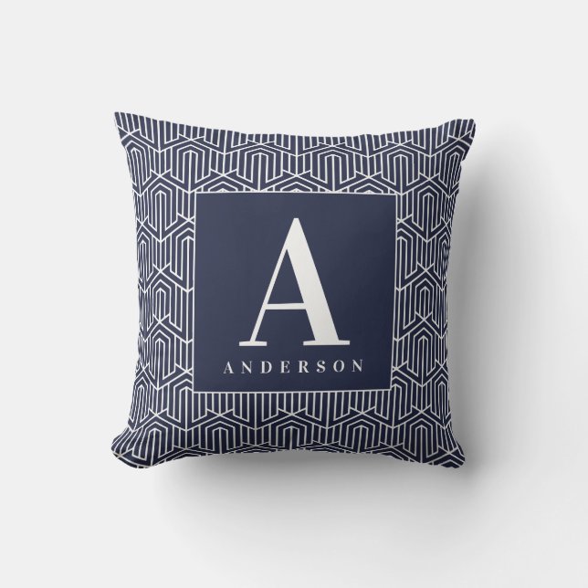 Monogram/ Ursprunglig namn-geometrisk dyna. Kudde (Framsida)