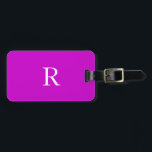 Monogram - ursprunglig Namn-mall Lila - modern Bagagebricka<br><div class="desc">Monogrammade inledande och även personliga detaljer som namn,  adress,  mobilare nummer och e-post som du kan redigera. Designad med attraktiv bakgrund för lila färg med solida vita texter från färg kan du ändra båda färger om du vill.</div>