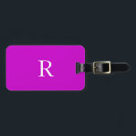 Monogram - ursprunglig Namn-mall Lila - modern Bagagebricka<br><div class="desc">Monogrammade inledande och även personliga detaljer som namn,  adress,  mobilare nummer och e-post som du kan redigera. Designad med attraktiv bakgrund för lila färg med solida vita texter från färg kan du ändra båda färger om du vill.</div>